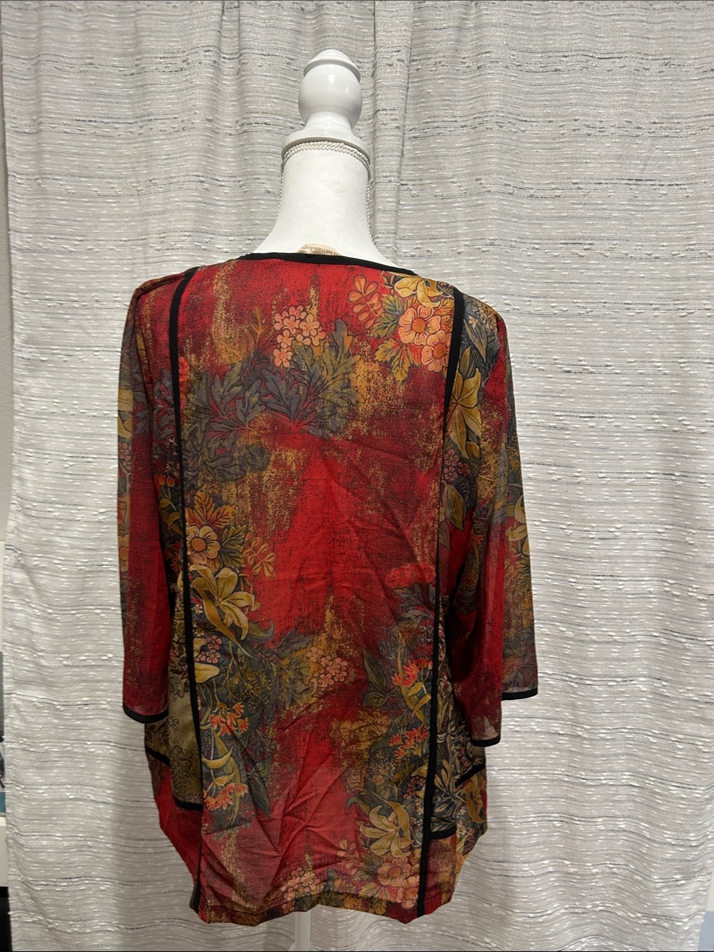 Soft Surroundings Red Floral Open-Front Tunic Jacket - Picture 3 of 5